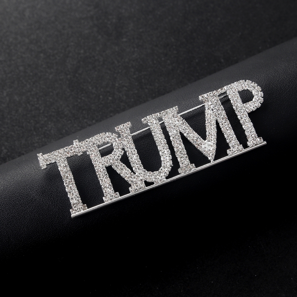 Trump bling rhinestones brooch pin